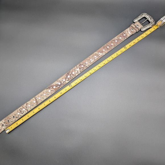 Western Belt Womens Medium Camo Leather Studs Pink Rhinestones Silvertoned Rodeo main image 9